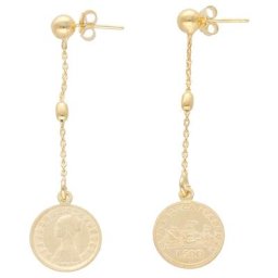 Smart Jewel Ohrstecker Münz-Optik, Münze, Silber 925 Ohrringe Gold Damen