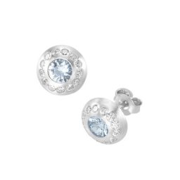 Giorgio Martello Milano Ohrstecker mit Zirkonia + synth. hellblaue Spinelle, Silber 925 Ohrringe Violett Damen