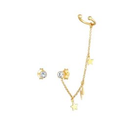 Elli Elli Ohrringe Stecker Kristalle Earcuff Stern Blitz 925 Silber Damen