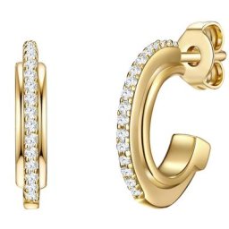 Glanzstücke München Creolen Sterling Silber Zirkonia in Gelbgold Ohrringe Damen