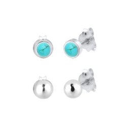 Elli Elli Ohrringe Basic Set Kugel Edelstein 925 Sterling Silber Damen