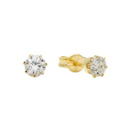 amor Ohrstecker für Damen und Herren, Unisex, Gold 375, Zirkonia synth. Ohrringe Weiss