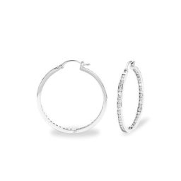 s.Oliver Creolen für Damen, 925 Sterling Silber, Zirkonia synth. Ohrringe Weiss
