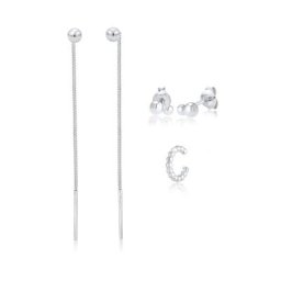 Elli Elli Ohrringe 3er Set Durchziehen Earcuff Kugel Geo 925 Silber Damen