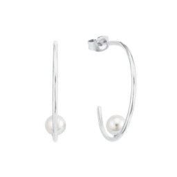 amor Creolen für Damen, 925 Sterling Silber Weiss