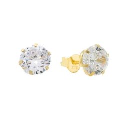 amor Ohrstecker für Damen und Herren, Unisex, Gold 375, Zirkonia synth. Ohrringe Weiss