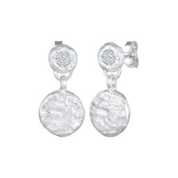 Elli DIAMONDS Elli DIAMONDS Ohrringe Diamanten (0.05 ct) Plättchen Vintage 925 Silber Damen