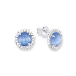 amor Ohrstecker für Damen, 925 Sterling Silber, Zirkonia synth., Glas Ohrringe Weiss