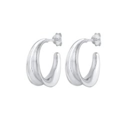 Elli Elli Ohrringe Creolen Stecker Gewölbt Modisch 925 Silber Damen