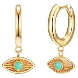 Glanzstücke München Creolen Allsehendes Auge Sterling Silber Jade in Gelbgold Ohrringe Damen