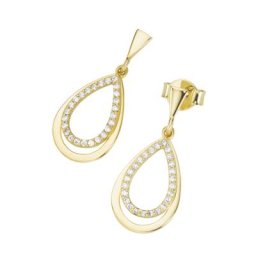 Luigi Merano Ohrstecker in Tropfen-Form mit Zirkonia, Gold 375 Ohrringe Weiss Damen