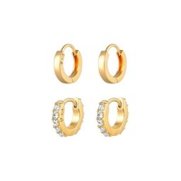 Elli Elli Ohrringe Creolen Glanz Kristalle Set 925 Silber Damen