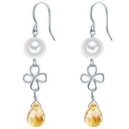 Valero Pearls Ohrhänger Sterling Silber Glas Süßwasser-Zuchtperle in Silber Ohrringe Damen