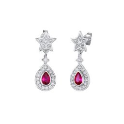 Elli PREMIUM Elli PREMIUM Ohrringe Tropfen Rubin Zirkonia Stern Elegant 925 Silber Damen