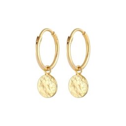 Elli Elli Ohrringe Creolen Plättchen Coin Organic Look 925 Silber Damen