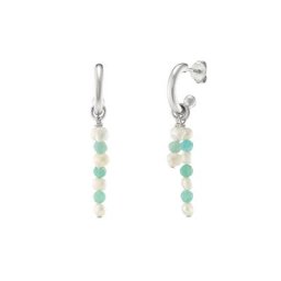 NOELANI Creolen für Damen, 925 Sterling Silber, Amazonit Ohrringe