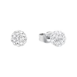 amor Ohrstecker für Damen, 925 Sterling Silber, Kristallglas Ohrringe Weiss