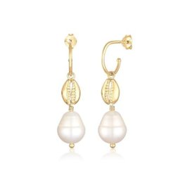 Elli Elli Ohrringe Kauri Muschel Baroque Süßwasserperle 925 Silber Damen