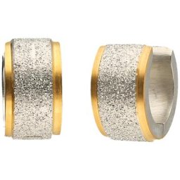 Jacques Charrel Klappcreolen mittig mit Glitter, Edelstahl bicolor Creolen Hellbraun Damen