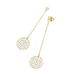 Luigi Merano Ohrstecker mit Behang rund, bicolor, Gold 585 Ohrringe Hellbraun Damen