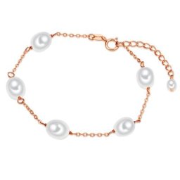 Valero Pearls Perlen-Armband Sterling Silber Süßwasser-Zuchtperle in Roségold Armbänder & Armreife Damen