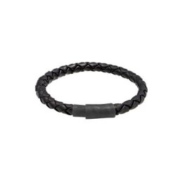 KUZZOI KUZZOI Armband Herren Echtleder Geflochten Magnet Basic 925 Silber Herrenschmuck