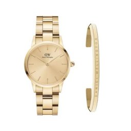 Daniel Wellington Geschenkset: Iconic Unitone 28 G Gold + Classic armband G Klein Schmuck-Set Schwarz