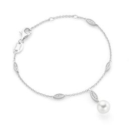 Giorgio Martello Milano Armband mit Muschelkernperlen und Zirkonia, Silber 925 Armbänder & Armreife Weiss Damen