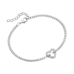 Smart Jewel Armband Zirkonia Steine, Herz, Silber 925 Armbänder & Armreife Silber Damen