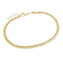Luigi Merano Armband 2-reihig, Kordelkette und Kugelkette, Gold 375 Armbänder & Armreife Gold Damen