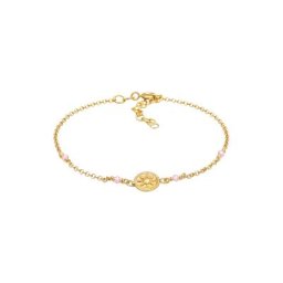 Elli Elli Armband Coin Rund Sonne Antik Rosa Quarz 925er Silber Armbänder & Armreife Damen