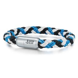 Skipper & Son Armband Nylonkordel in Schwarz/Weiß/Blau Armbänder & Armreife Herren