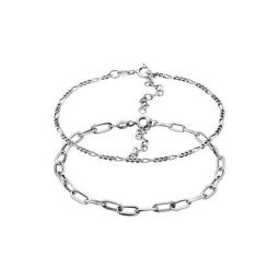 Elli Elli Armband Figaro Gliederkette Used Look 2er Set 925 Silber Armbänder & Armreife Damen