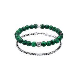 KUZZOI KUZZOI Armband Herren 2er Set Oxidiert Malachit Look 925 Silber Herrenschmuck