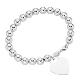 Giorgio Martello Milano Armband Kugel Armband mit Behang Herz, Silber 925 Armbänder & Armreife Silber Damen