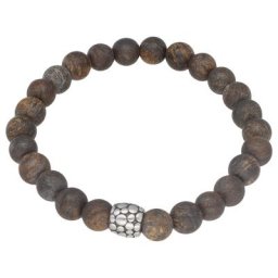 Jacques Charrel Armband mit Steinkugeln, Edelstahl Armbänder & Armreife Braun Damen