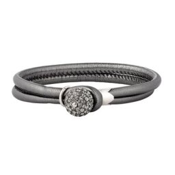 Pippa&Jean Leder-Armband Messing Glassteine in Silber Armbänder & Armreife Damen