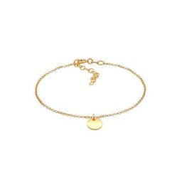 Elli Elli Bransoletka Damski bransoletka płytka, okrągła, moneta, basic, regulowana w pozłacanym srebrze 925 Sterling Silver Armbänder & Armreife Damen