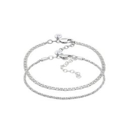Elli PREMIUM Elli PREMIUM Armband Stäbchenpanzer Kordel Basic 2er Set 925 Silber Armbänder & Armreife Damen