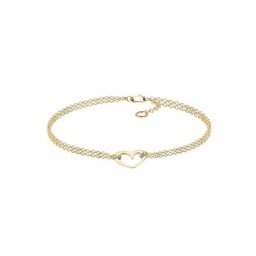 Elli PREMIUM Elli PREMIUM Armband Herz Zweireihig Valentin 375 Gelbgold Armbänder & Armreife Damen