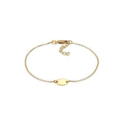 Elli Elli Bransoletka Damska bransoletka, płytka owalna podstawowa, ponadczasowa, regulowana w pozłacanym srebrze 925 Sterling Silver Armbänder & Armreife Damen