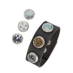 Jacques Charrel Armband Kunstlederarmband mit Druckknöpfen, Metall Armbänder & Armreife Violett Damen