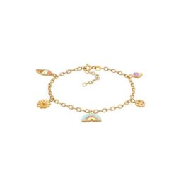 Elli Elli Armband Smiley Blume Eis Pilz Emaille Anhänger 925 Silber Armbänder & Armreife Damen