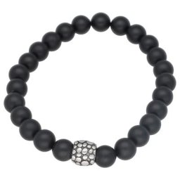 Jacques Charrel Armband mit Steinkugeln, Edelstahl Armbänder & Armreife Schwarz Damen