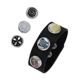 Jacques Charrel Armband Kunstlederarmband mit Druckknöpfen, Metall Armbänder & Armreife Violett Damen