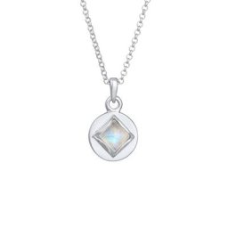 Elli PREMIUM Elli PREMIUM Halskette Plättchen Mondstein Pyramide 925 Sterling Silber Ketten Damen