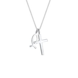 Elli Elli Halskette Panzerkette Kreuz Fisch Symbol Religion 925 Silber Ketten Damen