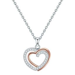 Rafaela Donata Halskette Herz Sterling Silber Zirkonia in Silber/Roségold Ketten Damen