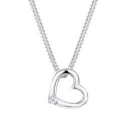 Elli DIAMONDS Elli DIAMONDS Halskette Herz Liebe Diamant (0.015 ct.) 925 Silber Ketten Damen