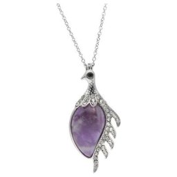 Jacques Charrel Kette Pfau, Messing Ketten Violett Damen